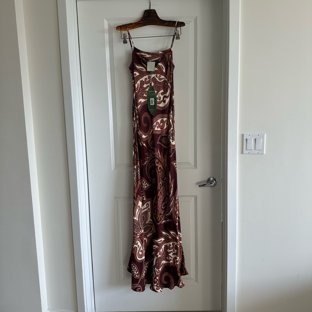Farm Rio Burgundy Leopard Paisley Maxi Slip Dress - Picture 8 of 8
